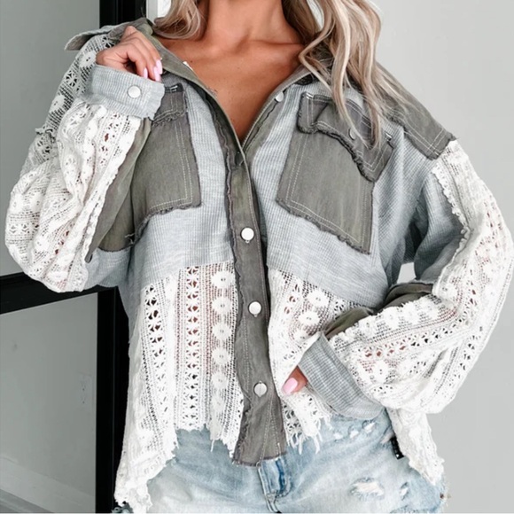 POL Tops - SOLD OUT: POL Lace Crochet button down shirt.